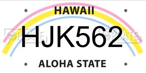 HJK562 Hawaii License Plate