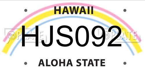 HJS092 Hawaii License Plate