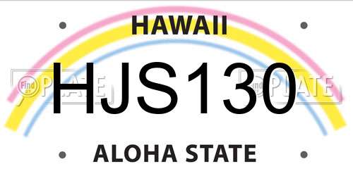 HJS130 Hawaii License Plate