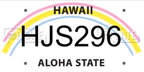 HJS296 Hawaii License Plate