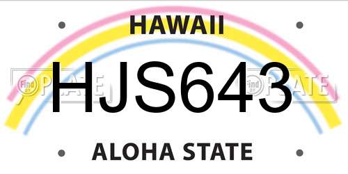 HJS643 Hawaii License Plate