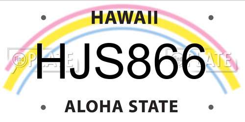 HJS866 Hawaii License Plate