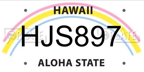 HJS897 Hawaii License Plate