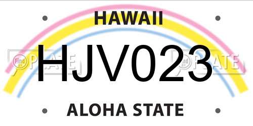 HJV023 Hawaii License Plate