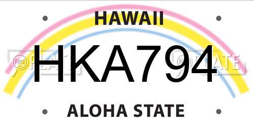 HKA794 Hawaii License Plate
