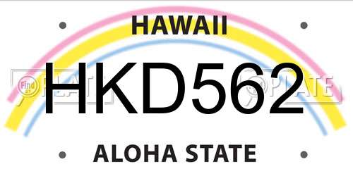 HKD562 Hawaii License Plate