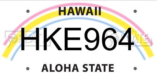 HKE964 Hawaii License Plate