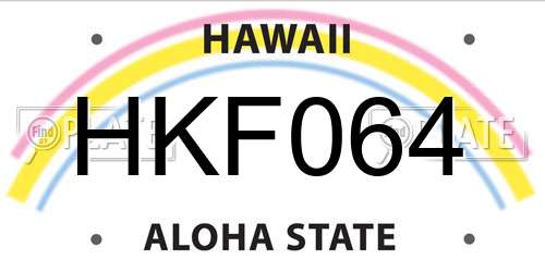 HKF064 Hawaii License Plate
