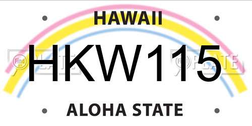 HKW115 Hawaii License Plate