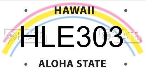 HLE303 Hawaii License Plate