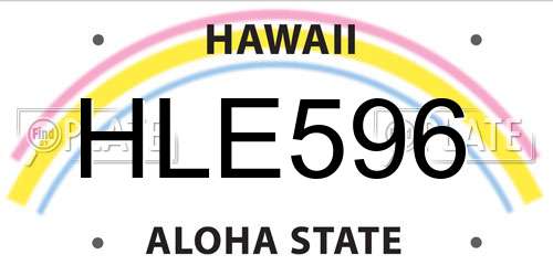 HLE596 Hawaii License Plate