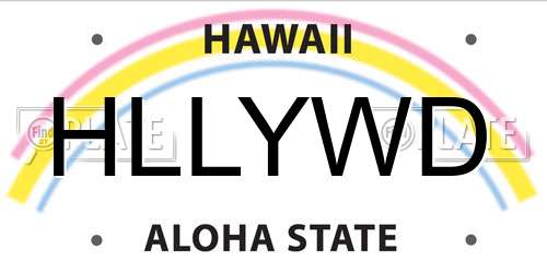 HLLYWD Hawaii License Plate