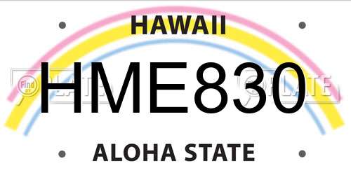 HME830 Hawaii License Plate