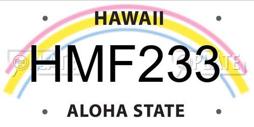 HMF233 Hawaii License Plate