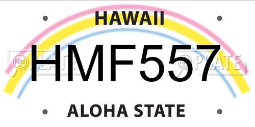 HMF557 Hawaii License Plate