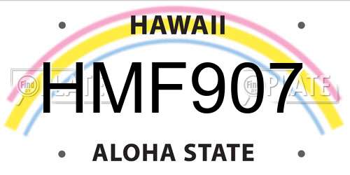 HMF907 Hawaii License Plate