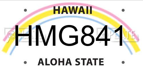 HMG841 Hawaii License Plate