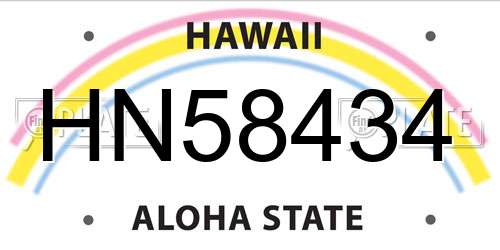 HN58434 Hawaii License Plate