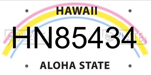 HN85434 Hawaii License Plate