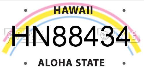 HN88434 Hawaii License Plate