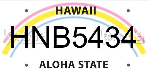 HNB5434 Hawaii License Plate