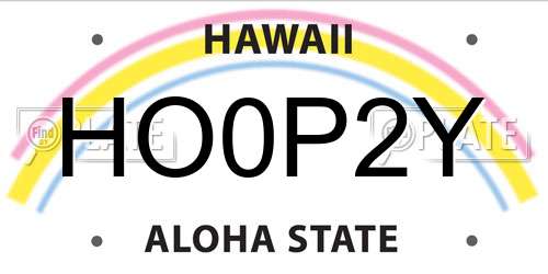 HO0P2Y Hawaii License Plate