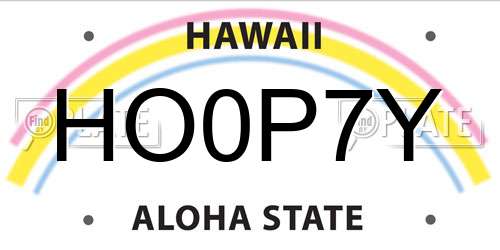 HO0P7Y Hawaii License Plate