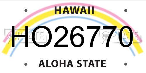 HO26770 Hawaii License Plate