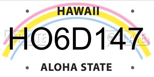 HO6D147 Hawaii License Plate