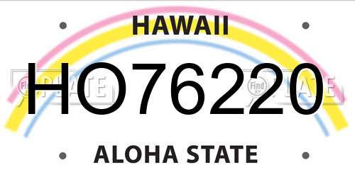 HO76220 Hawaii License Plate