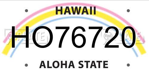 HO76720 Hawaii License Plate