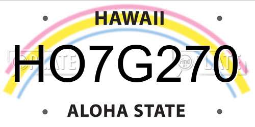 HO7G270 Hawaii License Plate
