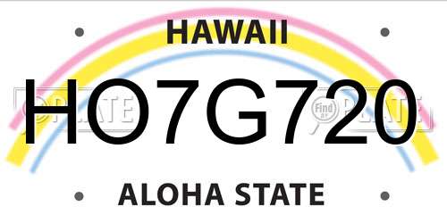 HO7G720 Hawaii License Plate