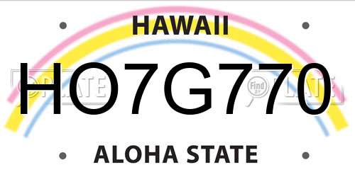 HO7G770 Hawaii License Plate