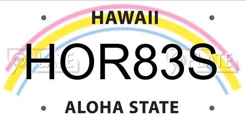 HOR83S Hawaii License Plate