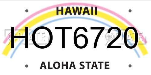 HOT6720 Hawaii License Plate