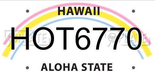 HOT6770 Hawaii License Plate