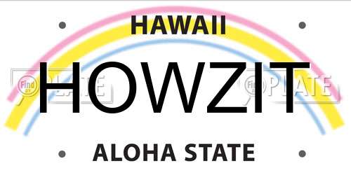 HOWZIT Hawaii License Plate