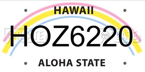 HOZ6220 Hawaii License Plate