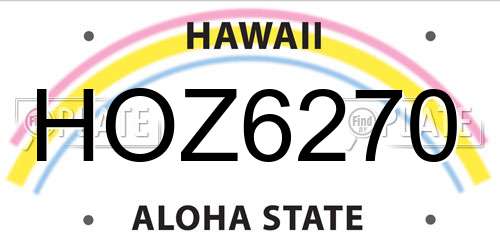 HOZ6270 Hawaii License Plate