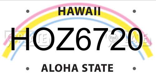 HOZ6720 Hawaii License Plate