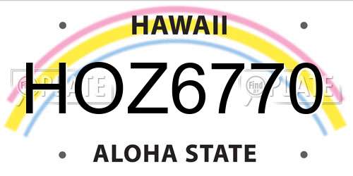 HOZ6770 Hawaii License Plate