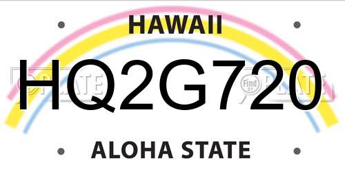 HQ2G720 Hawaii License Plate