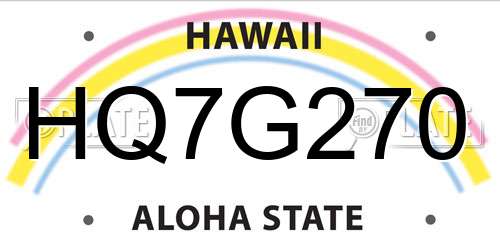HQ7G270 Hawaii License Plate