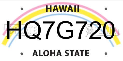HQ7G720 Hawaii License Plate
