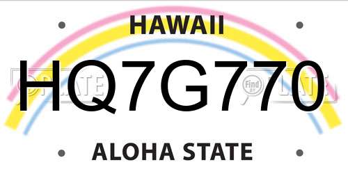 HQ7G770 Hawaii License Plate
