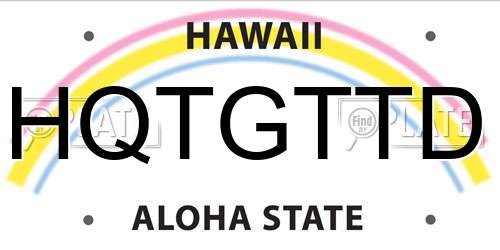 HQTGTTD Hawaii License Plate