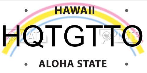 HQTGTTO Hawaii License Plate