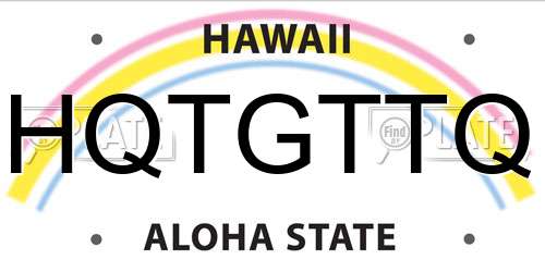 HQTGTTQ Hawaii License Plate