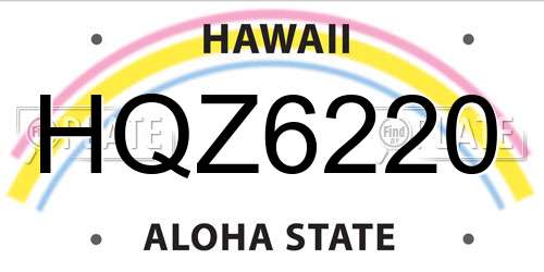 HQZ6220 Hawaii License Plate
